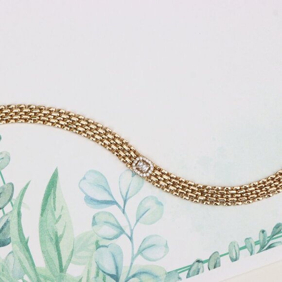 "Elegant Rose Gold Bracelet with Sparkling Central Crystal Accent, XPBL0935 - Picture 1 of 12